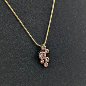 (2/$20) Vintage Avon Pink Rhinestone Pendant Necklace
